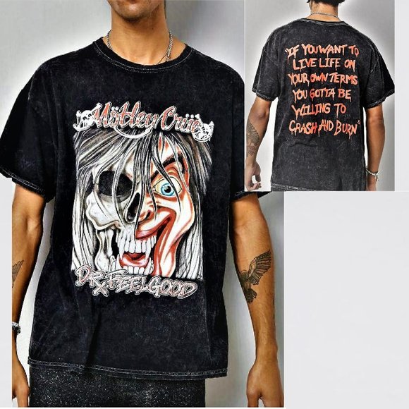 Motley Crue Dr Feel Good Mineral Wash metal rock Official T-Shirt XL big NWT - Picture 1 of 4